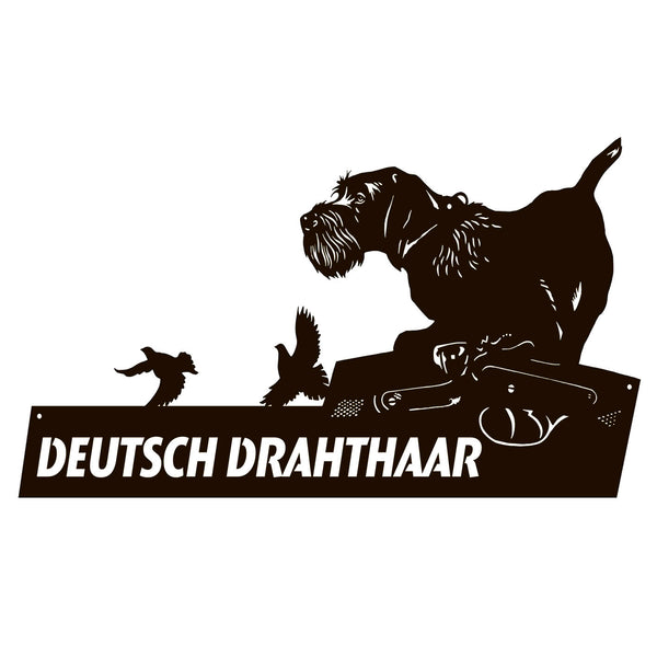 Metal dog sign "Deutsch Drahthaar" 12.2x22.5"