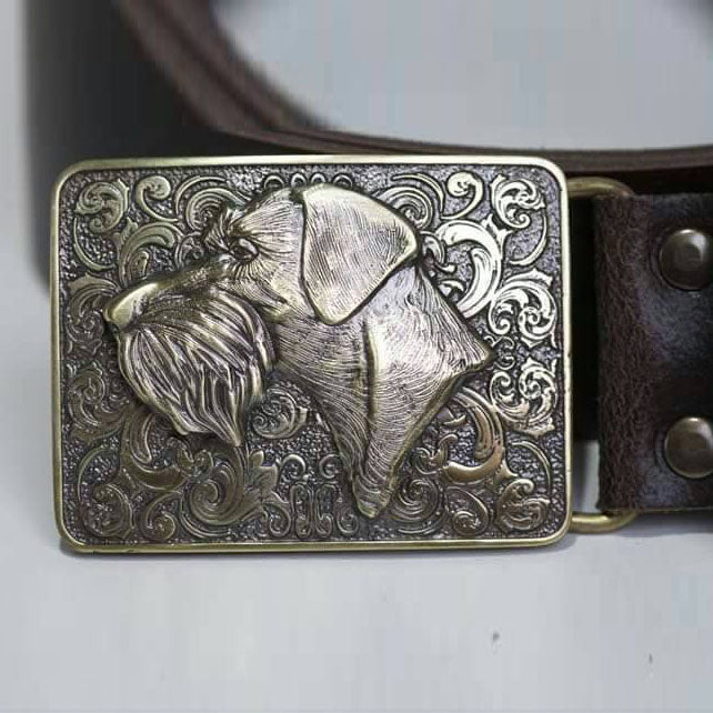 Exclusive leather belt with bronze buckle