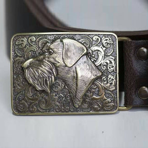 Exclusive leather belt with bronze buckle 