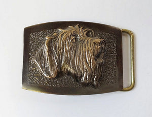 Exclusive leather belt with bronze buckle "Wirehaired Pointing Griffon (Korthals Griffon)"