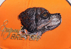 Hunter's cap "Epagneul Breton" orange camo (black and brown dog)