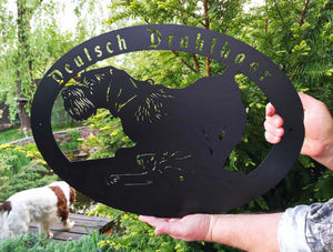 Metal dog sign "Deutsch Drahthaar"(full-length)