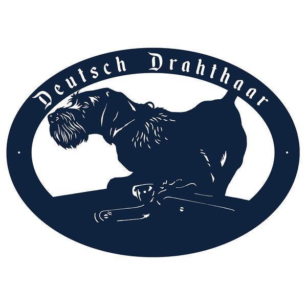 Metal dog sign "Deutsch Drahthaar"(full-length)