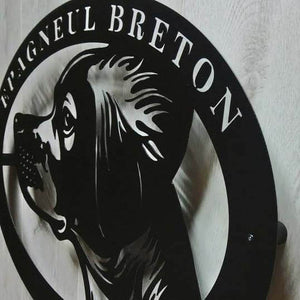 Metal dog sign "Epagneul Breton"