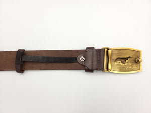 Exclusive leather belt with bronze buckle "English Setter"