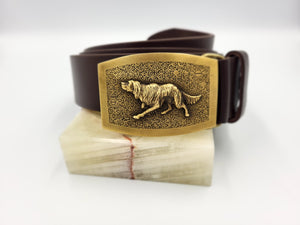 Exclusive leather belt with bronze buckle "English Setter"