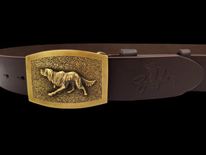 Exclusive leather belt with bronze buckle "English Setter"