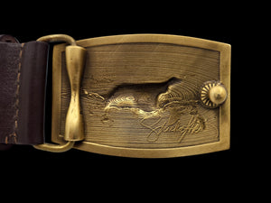 Exclusive leather belt with bronze buckle "English Setter"