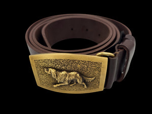 Exclusive leather belt with bronze buckle "English Setter"