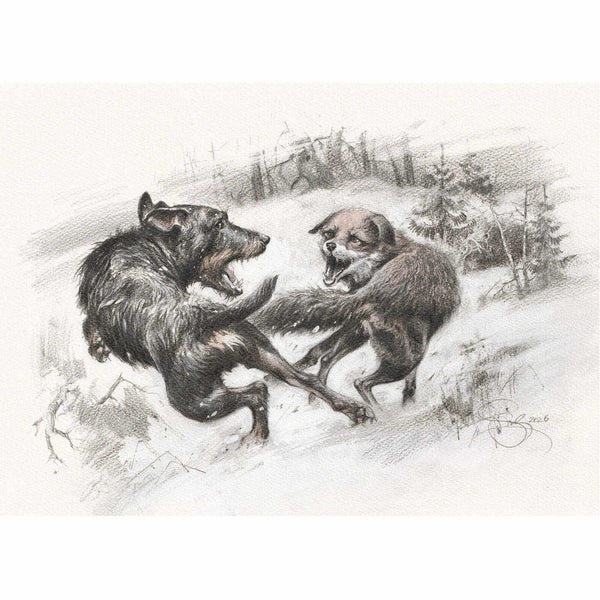 "Jagdterrier and Fox"