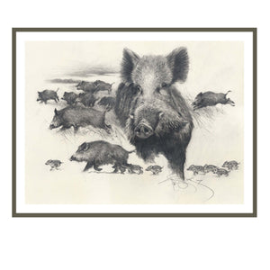 Author's signed print "Wild Boars Hunt"