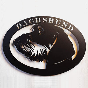 Metal dog sign "Wirehaired Dachshund"