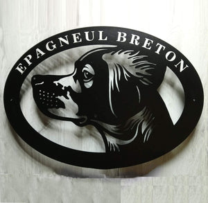 Metal dog sign "Epagneul Breton"