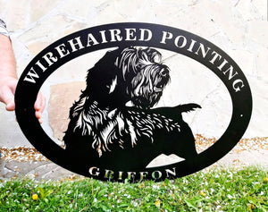Metal dog sign "Wirehaired Pointing Griffon"(full-length)