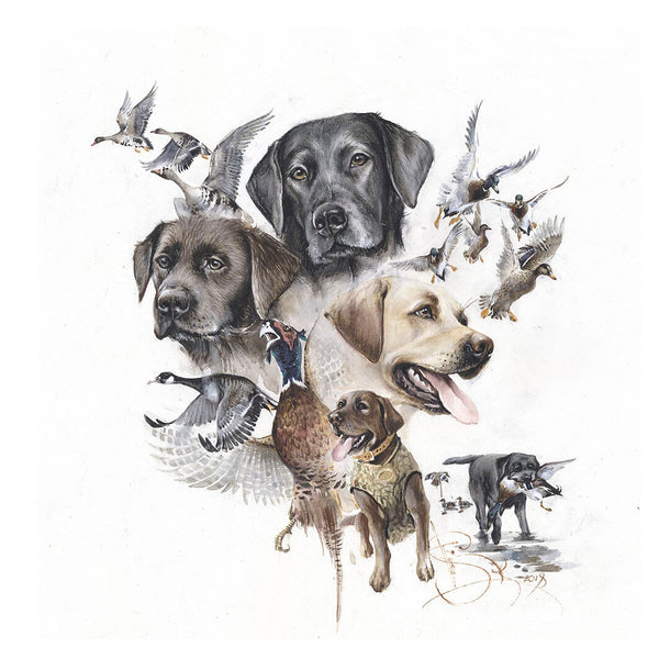 Author's print "Hunting with the Labs"