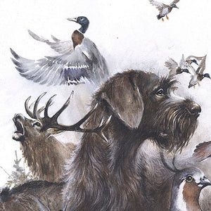 Author's print "Hunting with German Wirehaired Pointer"